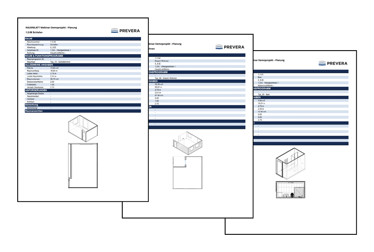 Ausgabe von Raumblättern mit Modell-Bildern