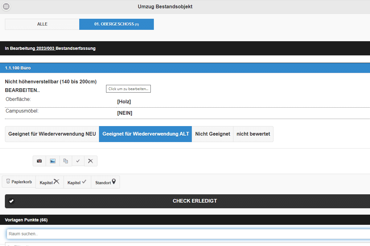 Bestandsaufnahme Möbel